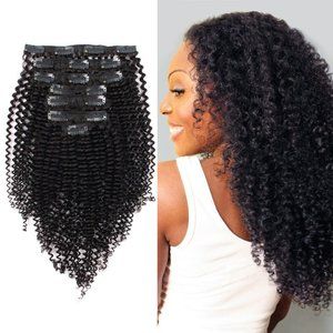 100% Human Hair Kinkys Curly Clip-in Hair 14"